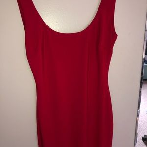 red cocktail dress (mid-thigh)